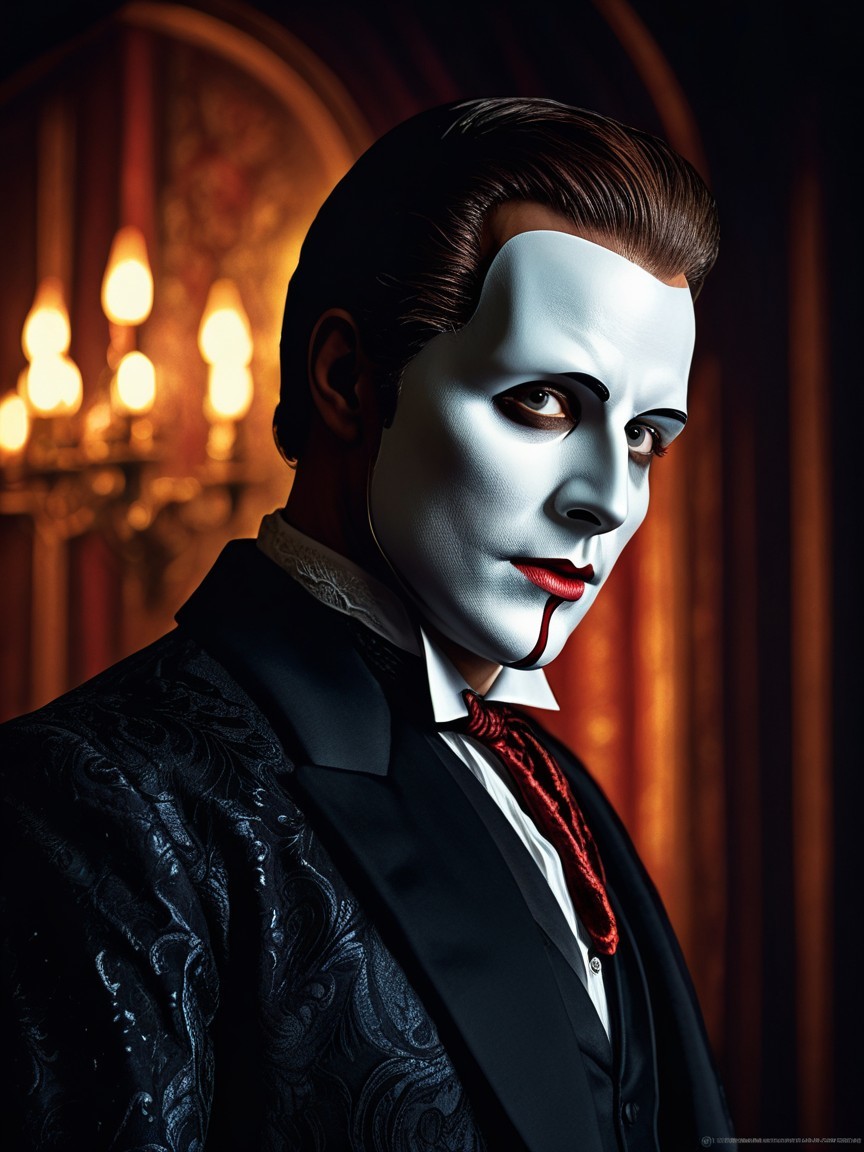 Mysterious Figure in Elegant Gothic Setting