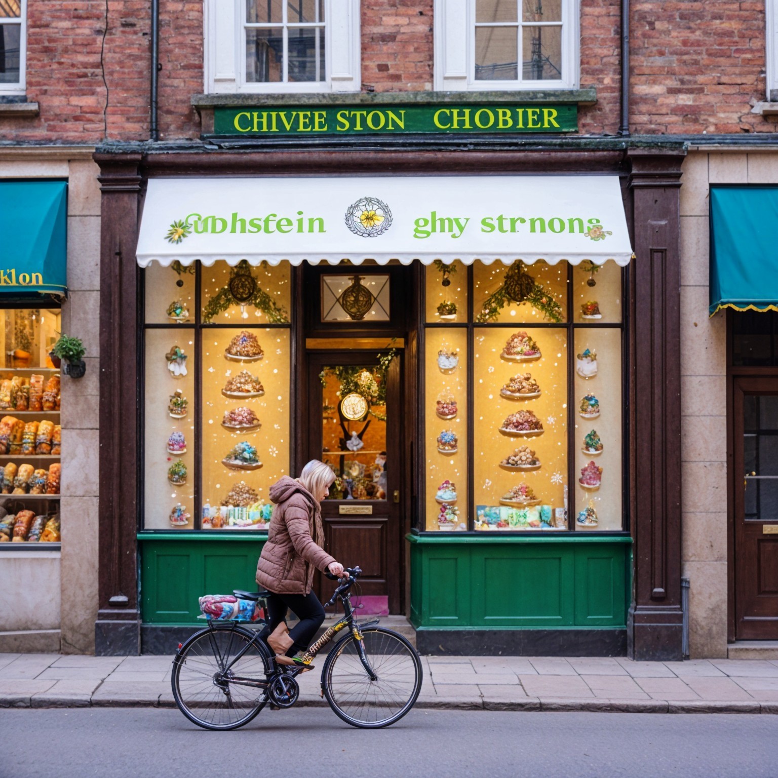 Vintage Bakery Storefront with Colorful Displays