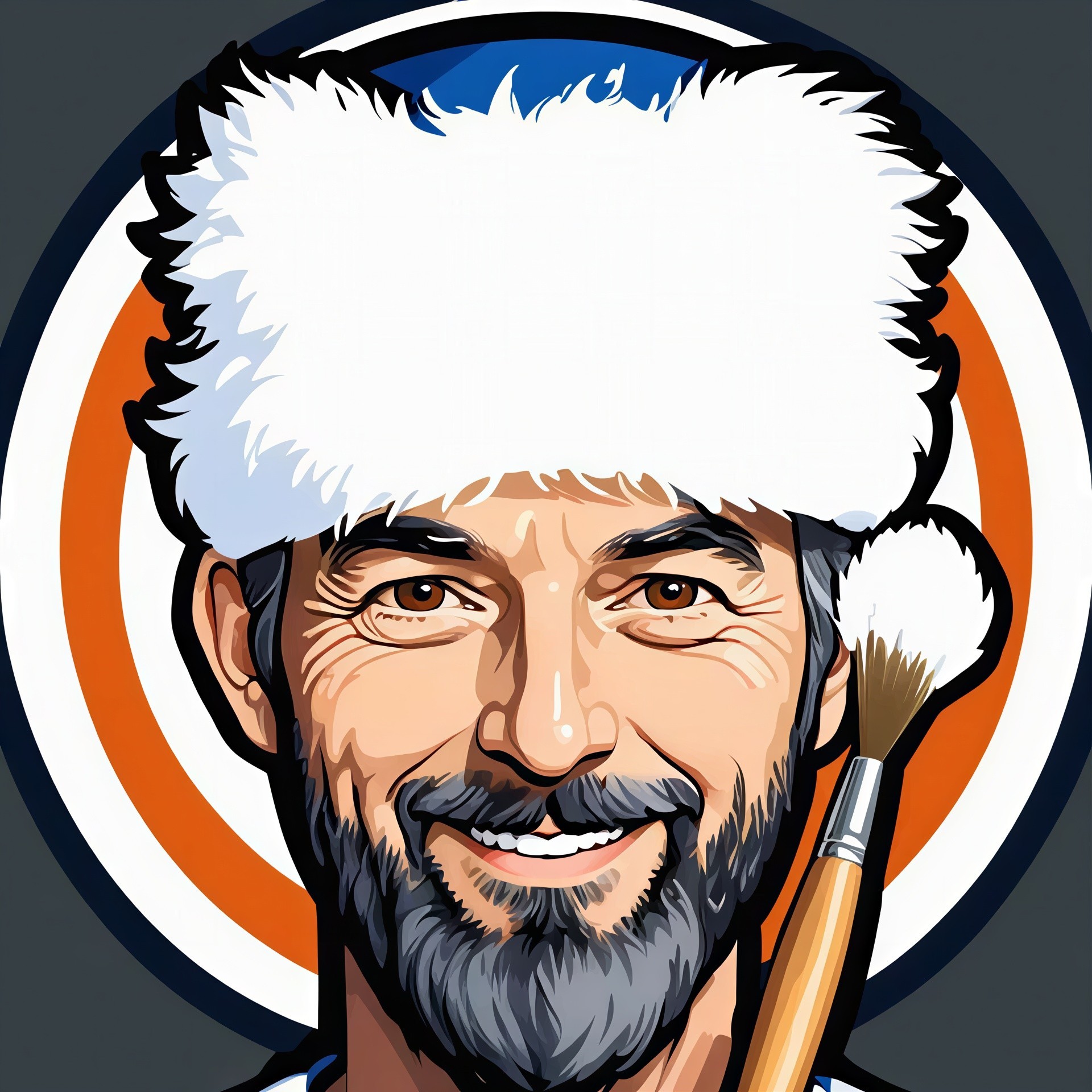 Detailed Digital Painting of a Man in a Fur Hat