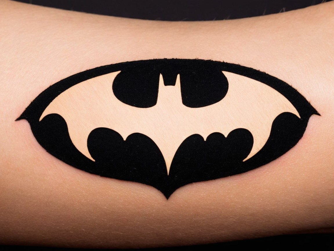 Batman Logo Tattoo on Forearm with Bold Design