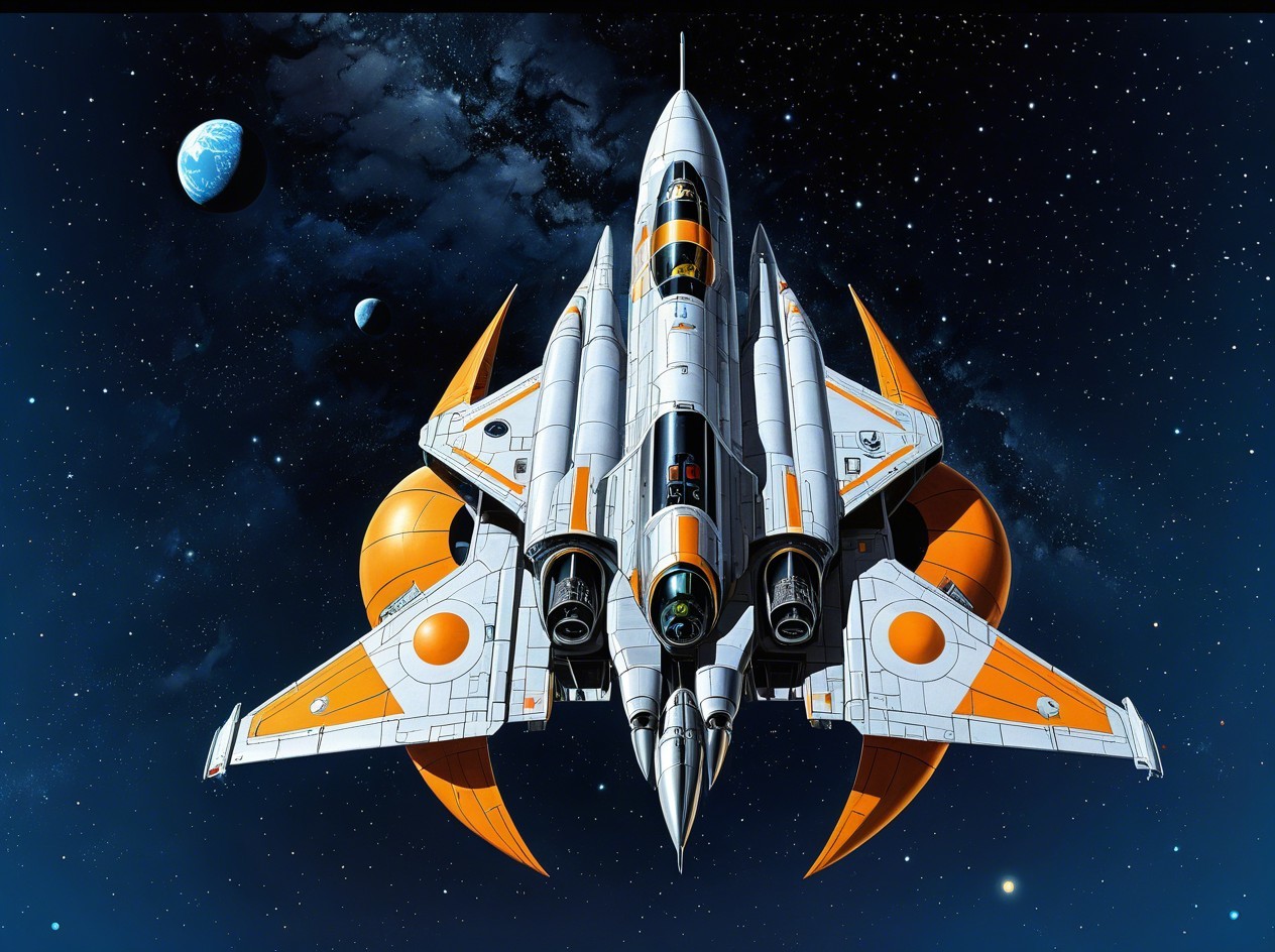 Detailed Digital Painting of a Spacecraft in Space