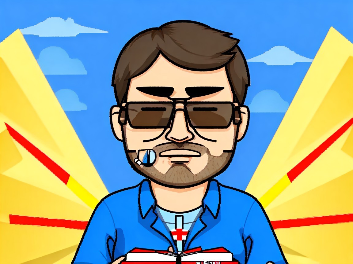 Cartoon Character in Sunglasses with Vibrant Background