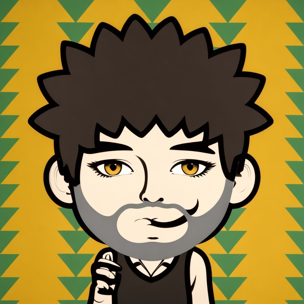Cartoon Character with Spiky Hair and Vibrant Background