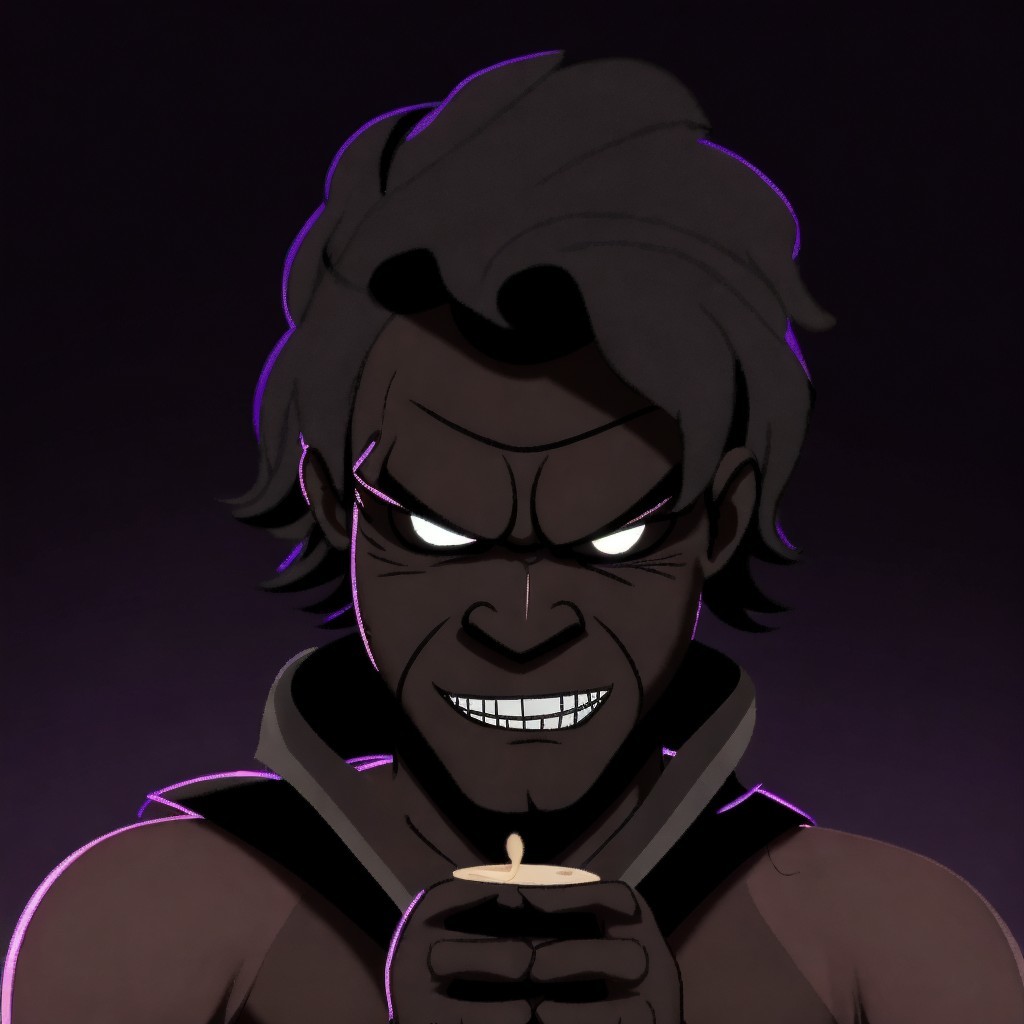 Menacing Animated Character with Candle in Darkness