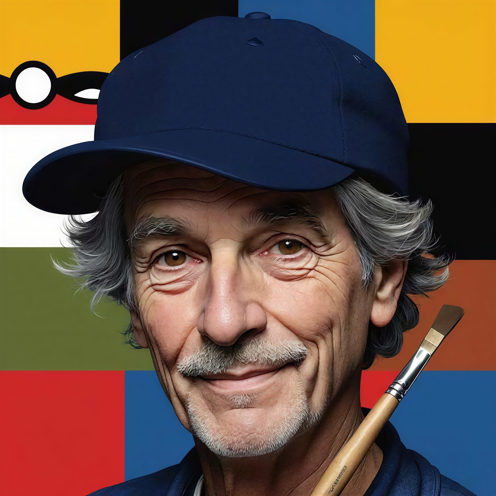 Close-Up Portrait of an Older Man with Paintbrush