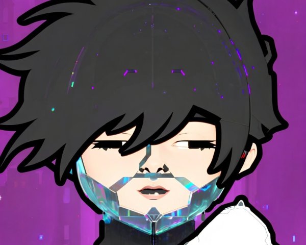 Stylized Digital Character with Holographic Face