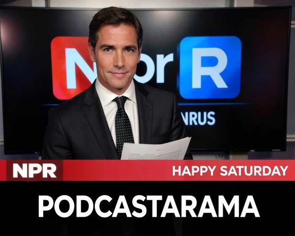 Man in Suit Holding Paper in Front of Monitor Displaying Logo