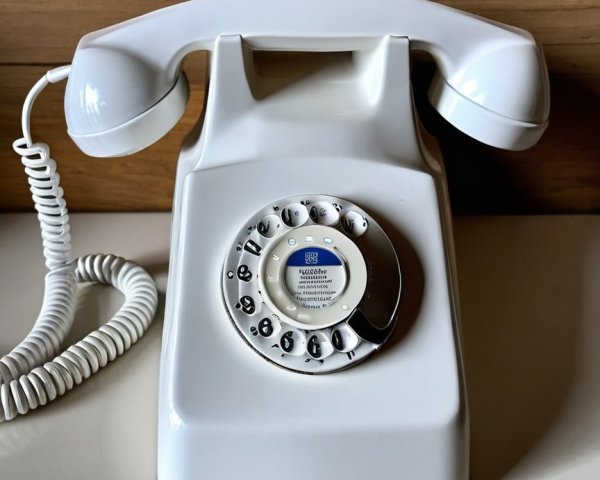 Classic White Rotary Dial Phone with Vintage Design
