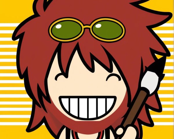 Cartoon Character with Red Hair and Green Sunglasses