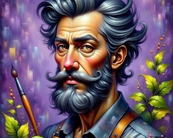 Detailed Digital Painting of an Older Man's Portrait