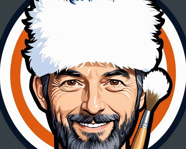 Detailed Digital Painting of a Man in a Fur Hat