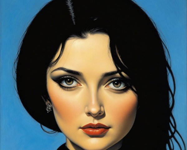 Detailed Oil Painting of a Young Goth Woman