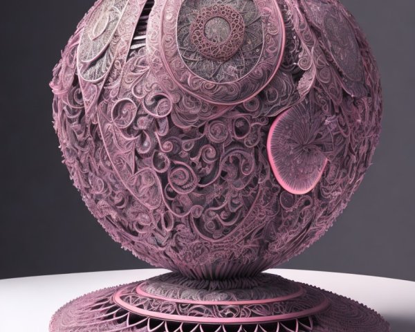 Giant Apple Sculpture with Intricate Patterns and Carvings