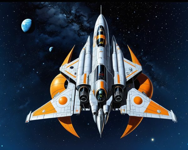 Detailed Digital Painting of a Spacecraft in Space