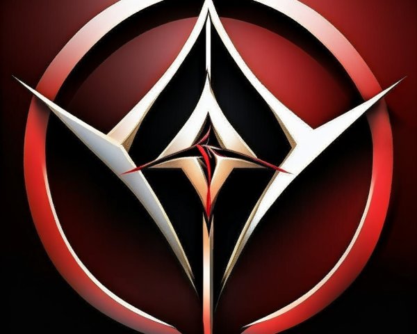 Abstract Emblem with Angular Shapes in Red and Black