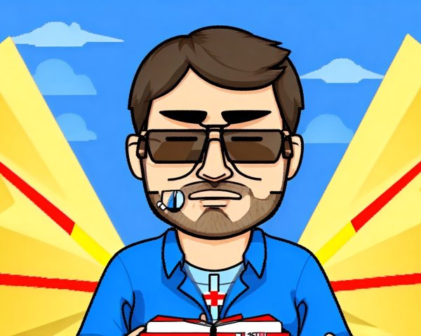 Cartoon Character in Sunglasses with Vibrant Background