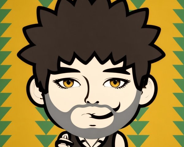 Cartoon Character with Spiky Hair and Vibrant Background