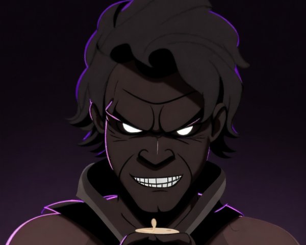 Menacing Animated Character with Candle in Darkness