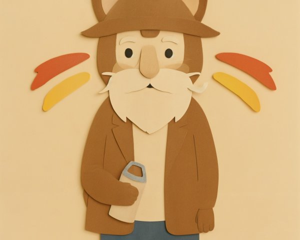 Whimsical Illustration of a Friendly Character in Hat