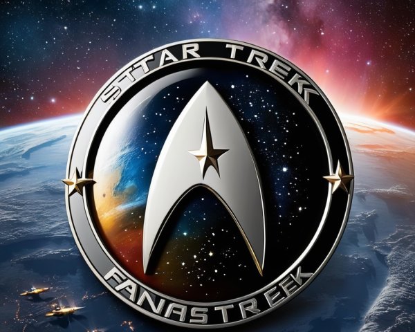 Cosmic Scene with Nebulae and Starfleet Insignia