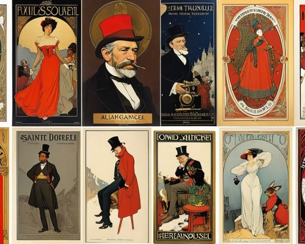 Collage of Vintage Art Nouveau-Inspired Posters