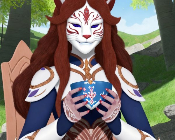 Majestic Feline Character in Elegant Armor and Nature