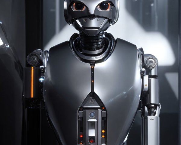 Humanoid Robot in Futuristic High-Tech Environment