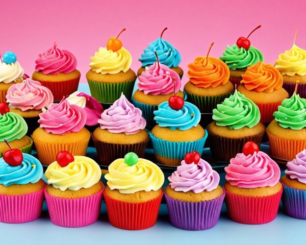 Colorful Cupcake Arrangement with Vibrant Frosting