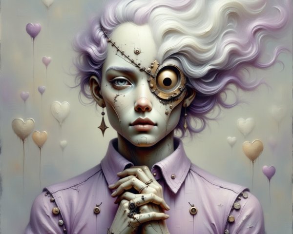 Surreal Portrait of Character with Mechanical Eye