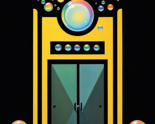 Vibrant Minimalistic Painting with Iridescent Bubbles