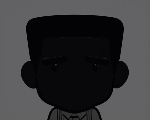 Stylized Character with Square Head and Retro Outfit