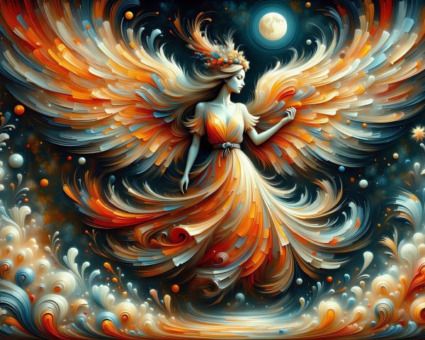 Digital painting of an elegant woman with blue skin