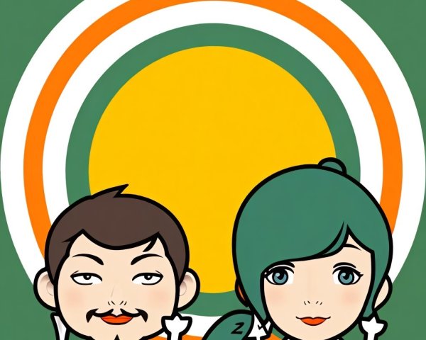 Cartoon Characters with Drumsticks in Vibrant Setting