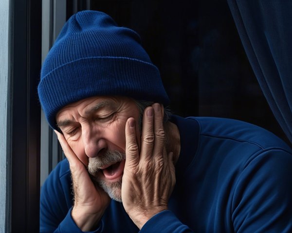 Close-Up of Older Man Expressing Pain and Distress
