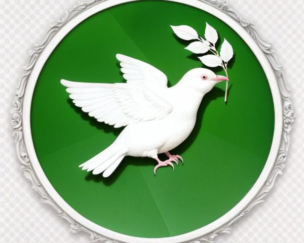 White Dove with Olive Branch in Ornate Frame