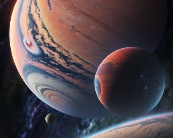 Majestic Planets in a Vivid Cosmic Scene