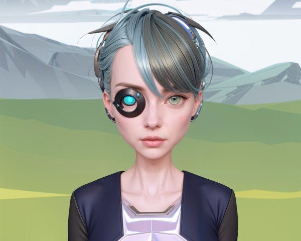 Futuristic Character in Stylish Outfit and Landscape