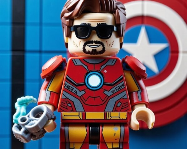 LEGO Superhero Figure in Red and Gold Suit Design