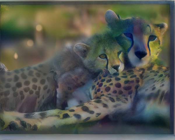 Cheetah and Cub Bond in Natural Habitat Scene