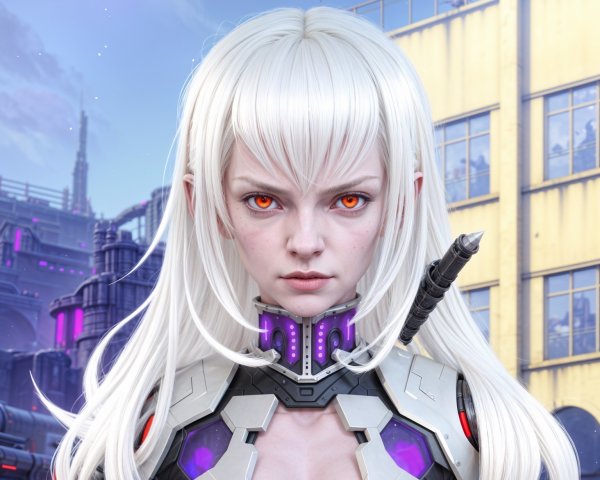 Futuristic Character in Sci-Fi Cityscape Setting