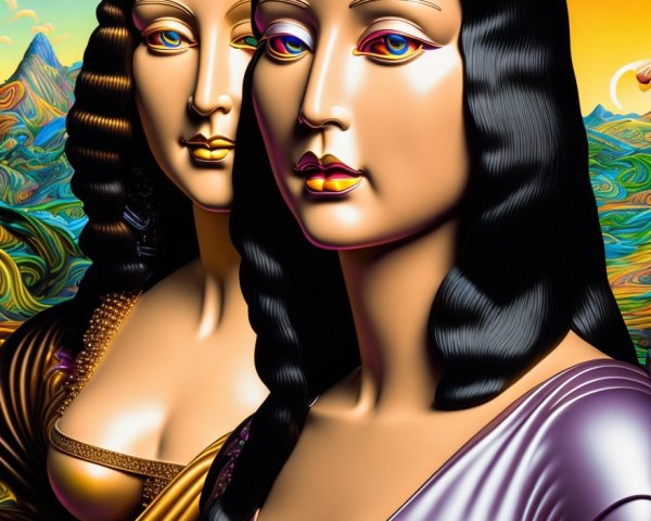 Stylized Mona Lisa Renderings with Vibrant Colors