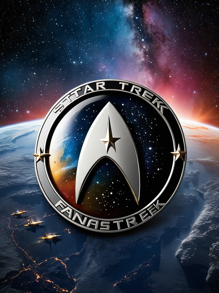 Cosmic Scene with Nebulae and Starfleet Insignia