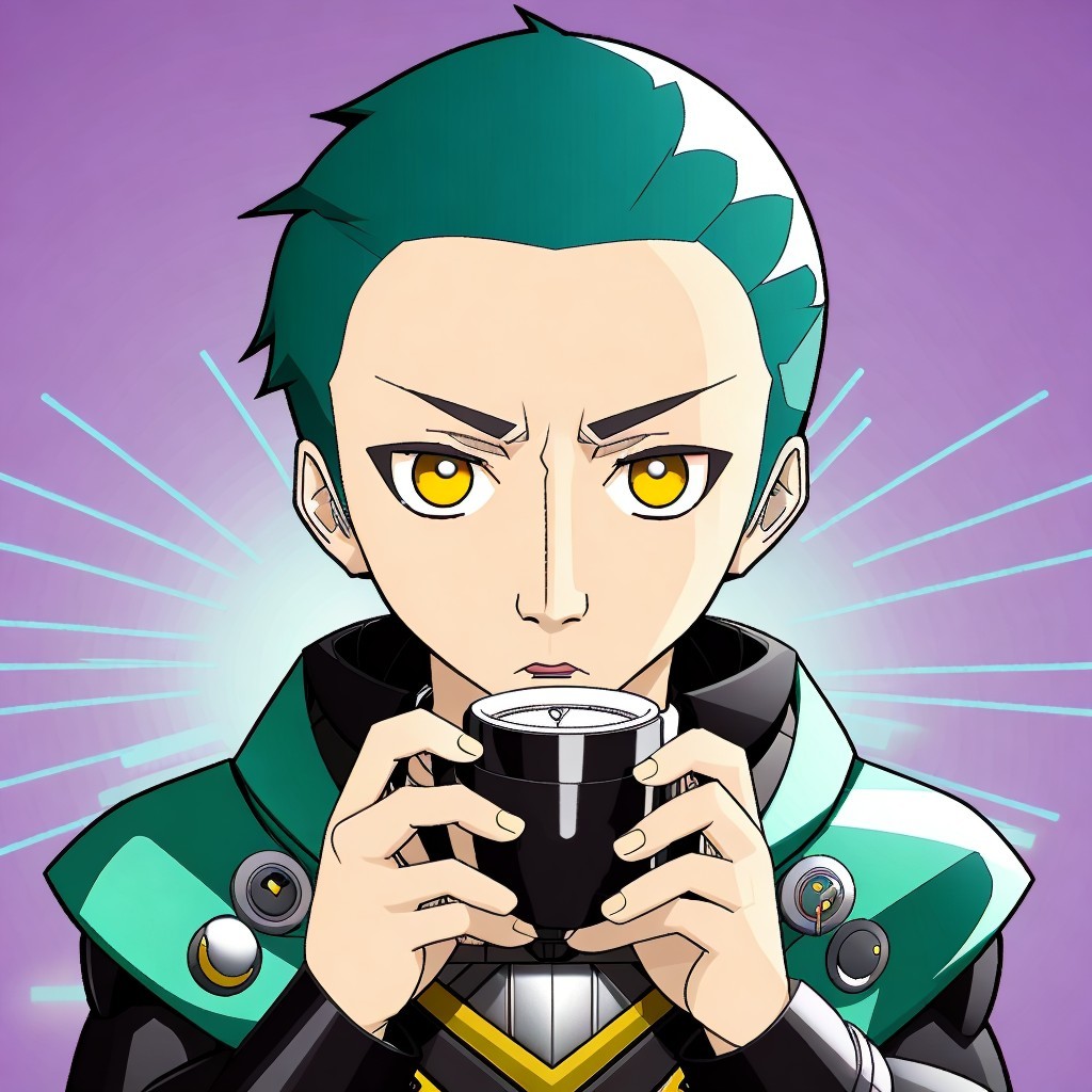 Anime Character with Green Hair and Yellow Eyes