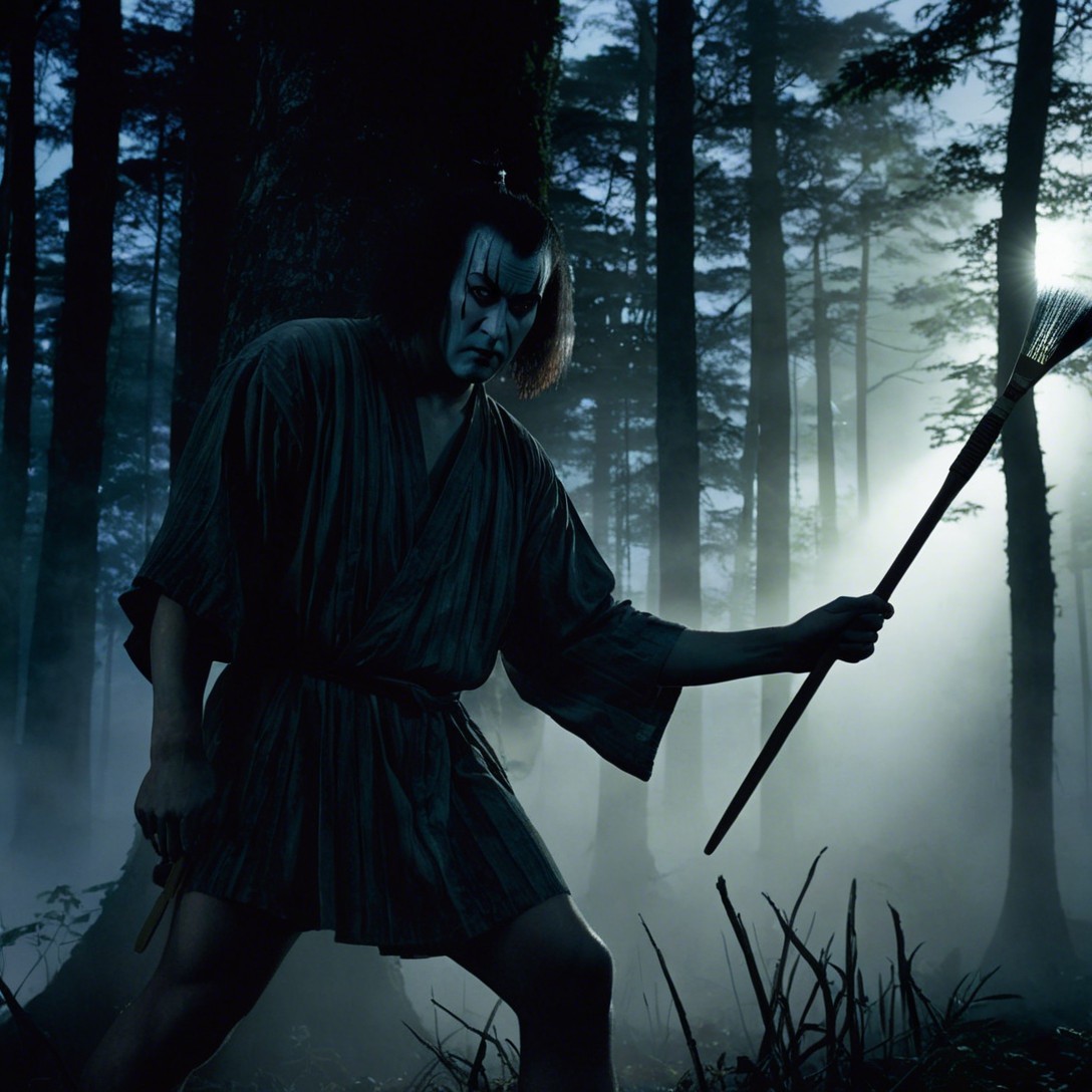 Kabuki Actor in Mystical Forest at Twilight