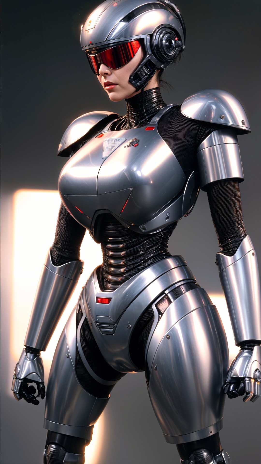 Futuristic Robot Character with Metallic Design Features