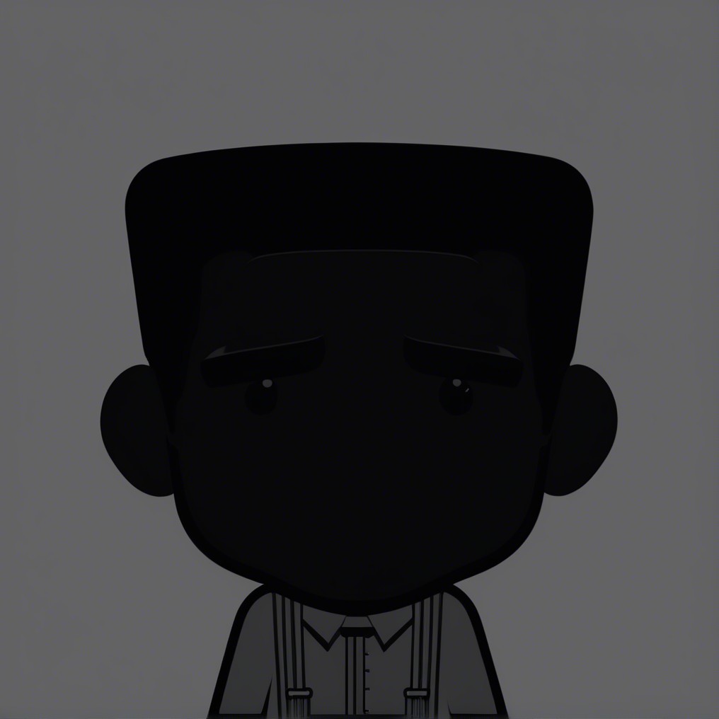 Stylized Character with Square Head and Retro Outfit