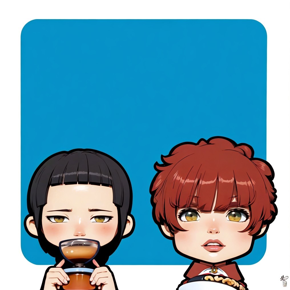 Stylized Characters with Distinct Hairstyles on Blue Background