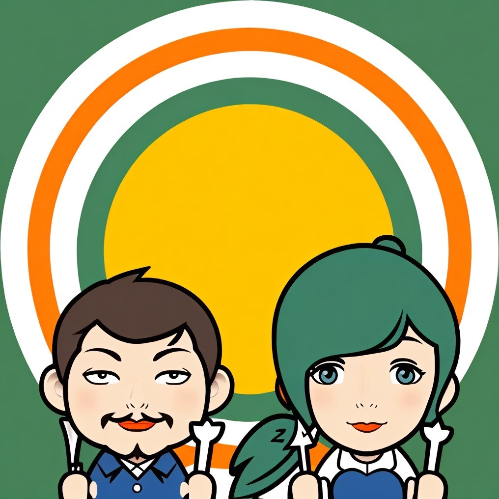 Cartoon Characters with Drumsticks in Vibrant Setting