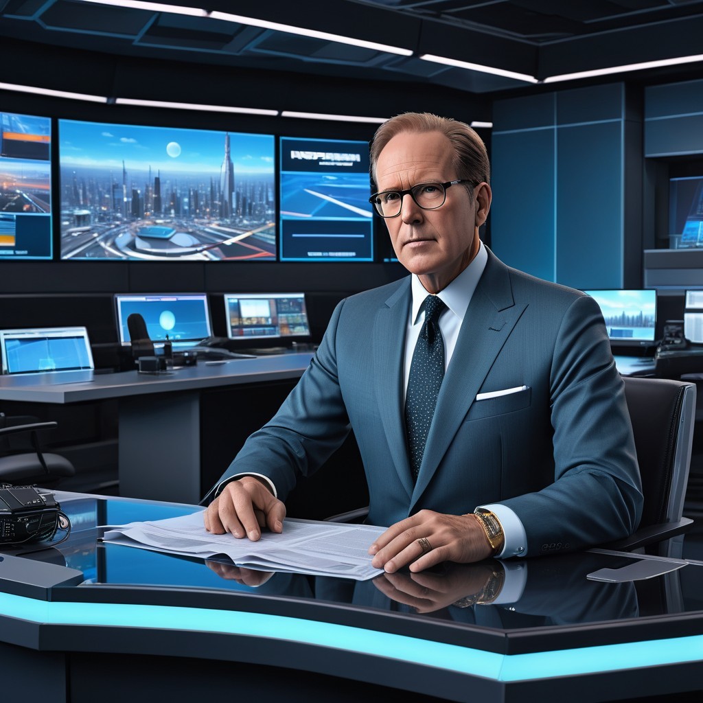 Professional News Anchor at Modern News Desk