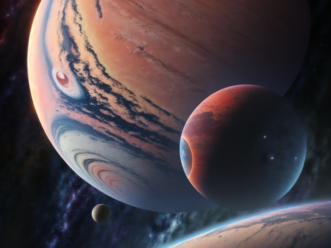 Majestic Planets in a Vivid Cosmic Scene